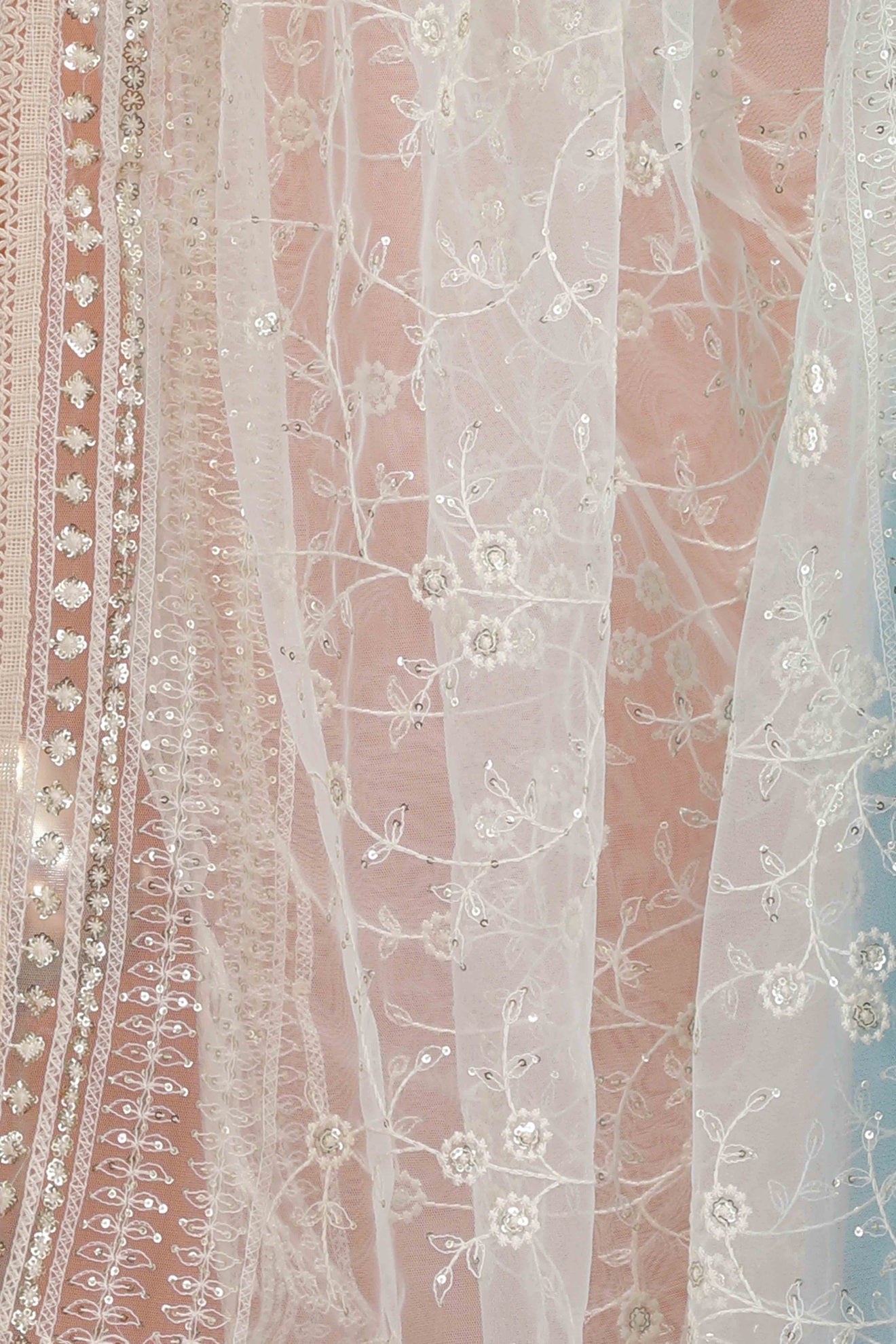 White Net Embroidered Dupatta