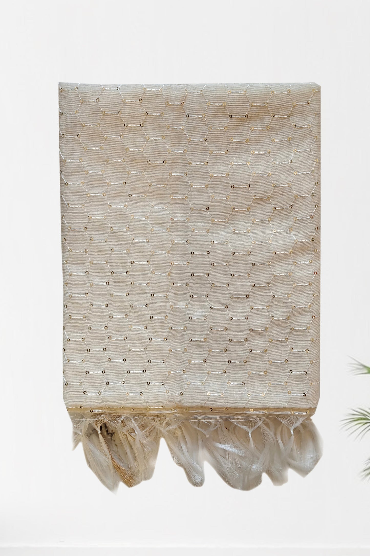 Off White Embroidered Chanderi Dupatta