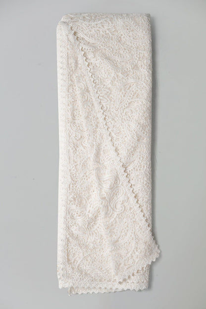 White Net Embroidered Dupatta