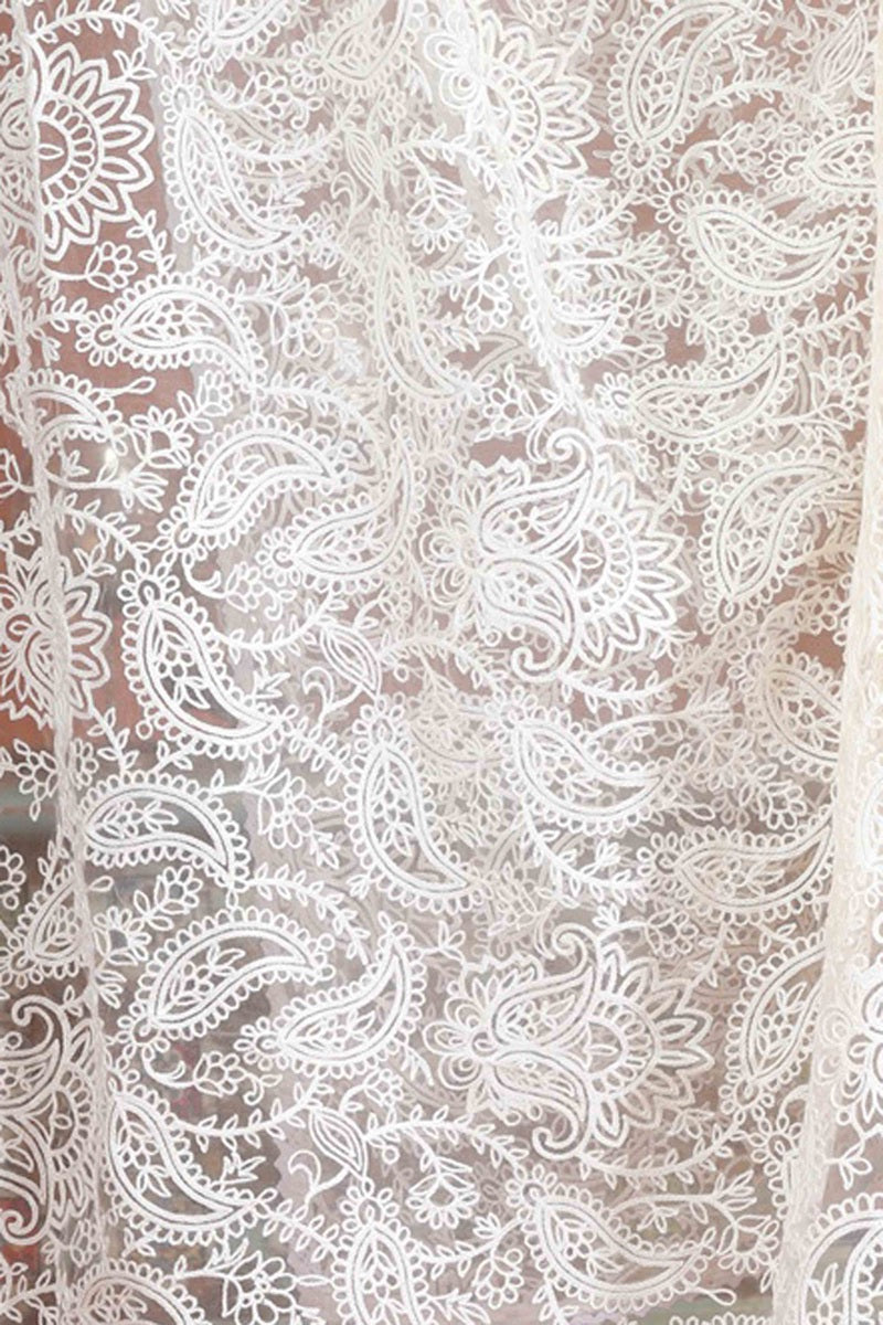 Off White Net Embroidered Dupatta