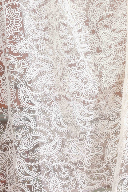 Off White Net Embroidered Dupatta