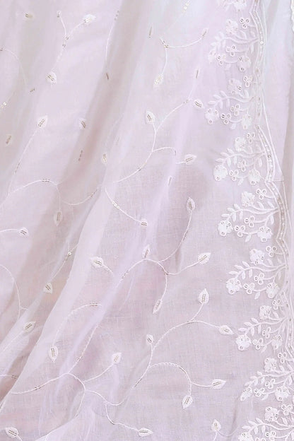 White Cotton Embroidered Dupatta
