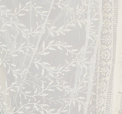 D4 Off White Embroidered Dupatta